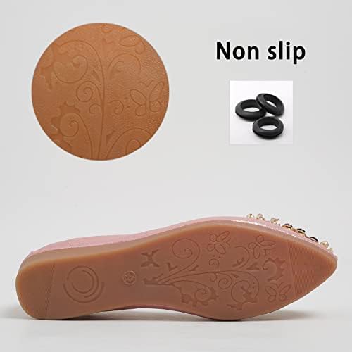Women's Ballet Flat Shoes - Cute Rhinestones Bow Wedding Flats Slip on Flats for Women Comfort - Image 6