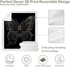 Black Butterfly Sherpa Blanket Dark Aesthetic Throw Blanket for Women Soft Warm Cozy 50x60 Inches Gothic Room Decor Bedroom Couch Gift for Birthday Housewarming Anniversary - Image 7