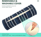 Bolster Pillow Decorative Neck Roll Pillow for Sleeping Round Pillow Inserts Memory Foam Cylinder Pillow Neck Support Darkblue Stripe - Image 4