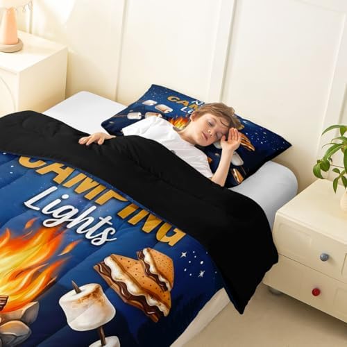 Erosebridal RV Camper Toddler Bedding Set, Outdoor Camping Themed Kids Comforter Sets for Girls Boys, Fun Summer Campsite Bed Set, Hiking Camping Lover Gifts Room Decor (1 Pillowcase) - Image 5
