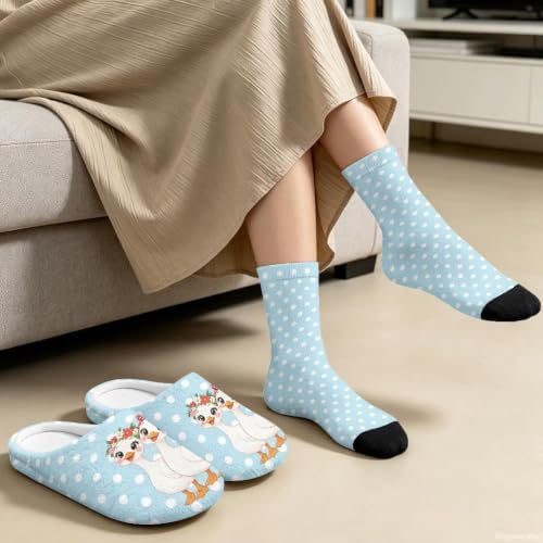 House Slipper and Socks Set for Women Warm Comfy Fuzzy Slipper with Crew Socks Plush Fuzzy Slippers for Indoor - Image 4