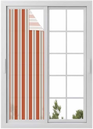 Window Privacy Film Frosted, Burnt Orange Brown Striped Reusable Static Cling Window Tints, Modern Farmhouse Vertical Stripes Heat Control Windows Films for Offices, Balcony, 29.5 x 118 Inches by Unknown