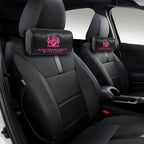 W-POWER 4PCS Junction Produce JDM Car Neck Pillow Headrest + JP VIP Embroidery Car Seat Belt Cover Set (Pink) - Image 4