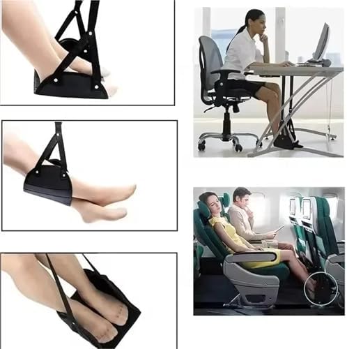 Foot Hammock for Plane Travel 8PCS Travel Hammock (Adjustable, Airplane Footrest, Office/Rail/Car/Outdoor)(Black) - Image 4
