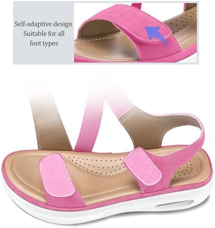 mysoft Women's Comfortable Walking Sandals Platform Wedge Ankle Strap - Image 6