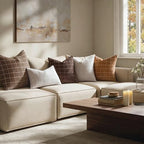 Decorative Chenille Plaid Fall Throw Pillow Covers Brown 24x24 Set of 2 - Image 6