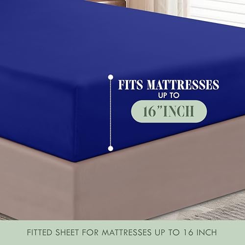 Elegant Comfort Luxurious Soft 1500 Thread Count Egyptian 6-Piece Premium Hotel Quality Wrinkle Resistant Coziest Bedding Set, Easy All Around Elastic Fitted Sheet, Deep Pocket, Cali King, Royal Blue - Image 5