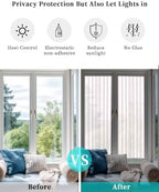 Window Privacy Film Frosted, Pink Lines Reusable Static Cling Window Tints, Modern Vertical Striped Vintage Minimalist Heat Control Windows Films for Offices, Balcony, 29.5 x 118 Inches - Image 6