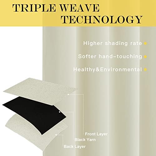 NICETOWN Room Darkening Beige Curtains for Doorway 78" L, Grommet Light Blocking Window Treatments Blackout Privacy Drapes for Living Room/Kids Room, 2 Panels, W52 x L78 - Image 3