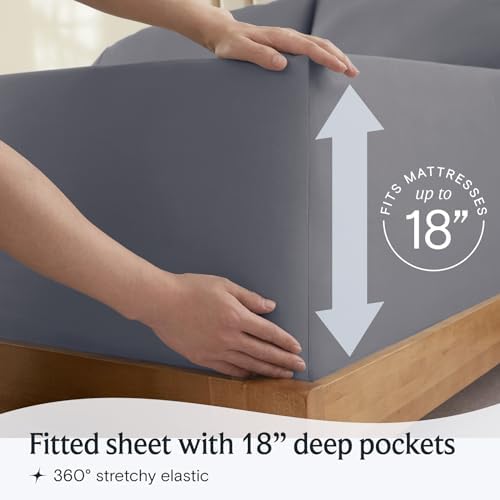 Cal King Size Sheets Set, Extra Deep Pocket Soft & Cooling Bed Sheet, 4PC - Image 6