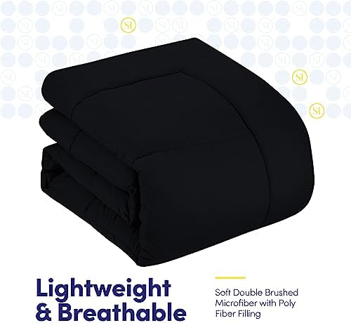 Sweet Home Collection 5 Piece Comforter Set Bag Solid Color All Season Soft Down Alternative Blanket & Luxurious Microfiber Bed Sheets, Black, Twin XL - Image 5