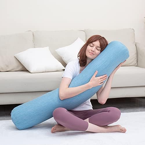 1 MIDDLE ONE Body Pillow, Bolster Pillow with Cooling Cover, Long Round Roll Cylinder Pillow for Bed, 47" x 7.87", Blue - Image 5