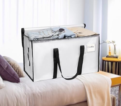 Transparent PP Woven Storage Bag,Large Moving Bags with Tag Pocket,Wear-resistant Laundry Bags for Clothes,Bedding,Quilt,Blankets,29x17x13in (3) - Image 5