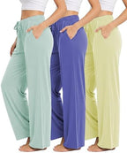 Sexy Basics 3 Pack Buttery Soft Pajama Pants for Women | Comfy Casual Lounge Pajama Bottoms | Drawstring & Pockets Pj by SexyBasics