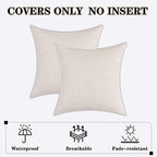 Kevin Textile Outdoor Waterproof 26”x26” Pillow Covers 2 Pack, Light Beige - Image 7