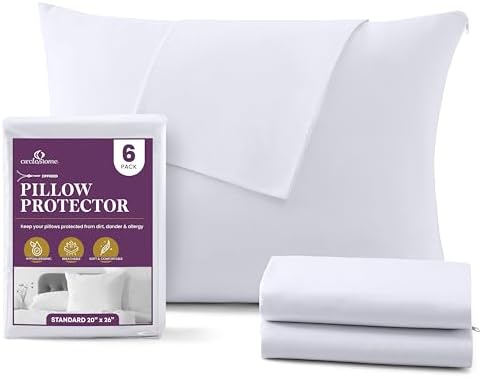 CirclesHome Standard Zippered Pillow Protectors | 100% Cotton Breathable Pillow Covers | Protects Pillows from Dirt, Dust, and Debris | (Standard 20x26 - Set of 6) by CirclesHome