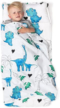 JumpOff Jo Nap Mat for Kids - Cozy Kids Rest Mat with Removable Pillow and Ultra Soft Blanket for Preschool, Daycare, and Sleepovers - Blue Dino by JumpOffJo