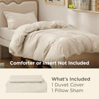 Bedsure Twin/Twin XL Duvet Cover, Double Brushed Bedding Set, Light Beige - Image 2