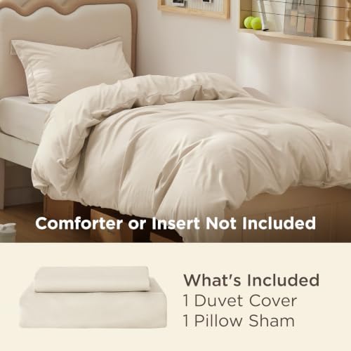 Bedsure Twin/Twin XL Duvet Cover, Double Brushed Bedding Set, Light Beige - Image 2