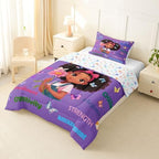 Erosebridal Black Girls Magical Comforter Set Butterflies Inspirational Quotes Toddler Bedding Set African American Comforter Afro Pretty Girls Duvet Insert for Nursery Kids Princess Cute Room Decor - Image 3