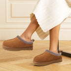 Litfun Women's Genuine Suede Fur Lined Slippers Fuzzy Winter House Shoes - Image 3