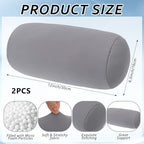 2 Pcs Microbead Roll Pillow, 11.8 * 6.3 Inch Soft Cylinder Bolster Pillow, Microbead Squishy Pillows for Home Office Sleeping Rest Travel Neck Head Back Support (Grey) - Image 2