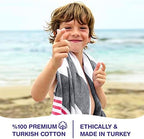 Turkish Beach Towels Set of 6 | Oversized, Quick Dry, Sand Free | 100% Cotton, Large 38x71 Towels for Beach, Pool, Travel | Ultra-Soft, Compact, and Absorbent | Black/Red - Image 2