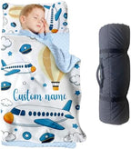 Personalized Toddler Nap Mat for Preschool, Custom Kids Nap Mat with Name, Extra Soft Preschool Nap Mat with Pillow & Blanket, Roll Up Daycare Sleeping Mat for Kids Boys by YISMEET