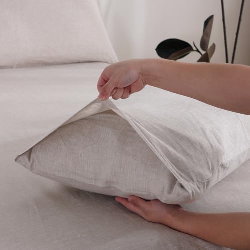 100% French Linen Pillowcase Set of 2, Natural Pure Linen Pillow Covers - Image 3