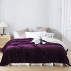 NANPIPER Bed Blanket Reversible Sherpa Flannel Blanket Super Soft Fuzzy Lightweight Fleece Microfiber (90"x90" Purple) Queen - Image 6