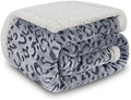 MACEVIA Sherpa Fleece Throw Blanket for Couch Fuzzy 3D Cheetah Blanket Thick Warm Reversible Cozy Comfy Super Soft Leopard Blanket for Bed Sofa 490GSM - Navy Leopard,50x60In by Macevia