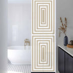 Window Privacy Film Frosted, Beige White Geometric Reusable Static Cling Window Tints, Square Minimalist Modern Heat Control Windows Films for Offices, Balcony, 29.5 x 118 Inches - Image 3