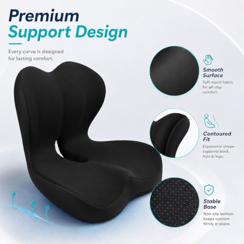 Seat Cushion with Integrated Lumbar Support, Memory Foam Ergonomic Cushion - Image 3