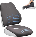 FLORICH Large Car Seat Cushion and Lumbar Support Pillow, Ergonomic Memory Foam Driving Seat Cushion for Back & Sciatica Pain Relief, Non-Slip Washable Seat Cushion for Car, Driver, Office-Gray by FLORICH