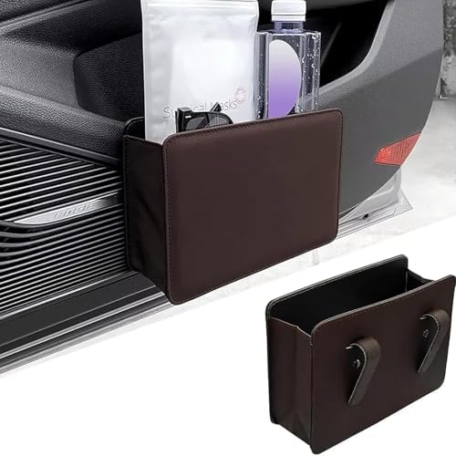 Car Trash Can for Subaru Outback 2003-2025, Leather Foldable Garbage Organizer Bin, Hangs Seat/Headrest/Door, Universal Accessories Travel for Auto SUV Truck Van, C/Coffee - Image 2