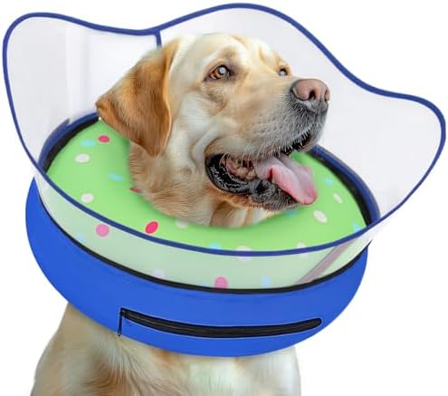 Elevated Inflatable Dog Cone Collar Alternative After Surgery, Dog Donut Collar, Soft Pet Cone to Stop Licking for Small Medium Large Dogs by Toptakeit