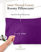 1000 TC Purple King Pillowcases Set of 4 100% Egyptian Cotton Pillow Cases - Image 4