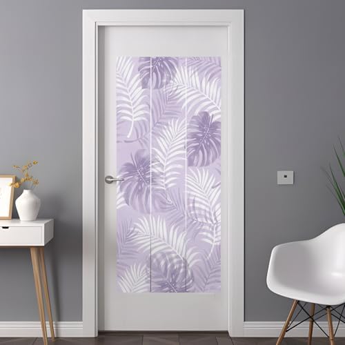 Window Privacy Film Frosted, Purple Palm Trees Tropical Non-Adhesive Static Cling Window Tint, Summer Beach Botanical Insulated Windows Frosted Films for Living Room, 35.4 x 78.7 Inches - Image 3