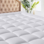 MATBEBY Queen Size Mattress Pad - Cooling Breathable Mattress Topper, Quilted Fitted Mattress Protector, Pillow Top Mattress Cover with 8-21" Deep Pocket, Soft, Machine Washable, White, 60x80 Inches by MATBEBY