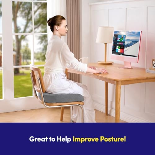 Extra Large Seat Cushion for Office Chair - Ergonomic Pillow for Desk Chair, Wheelchair, Airplane, Stadium, Car Seat, Gamers – Non-Slip Support Pad for Work, Automotive & Mobility, 19" x 17" x 3" Gray - Image 4
