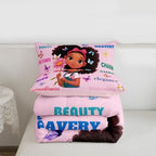 Erosebridal Black Girls Magical Bedding Set Butterflies Inspirational Quotes King Comforter Set African American Comforter Afro Black Princess Girl Duvet Insert for Nursery Kids Pink Room Decor - Image 7