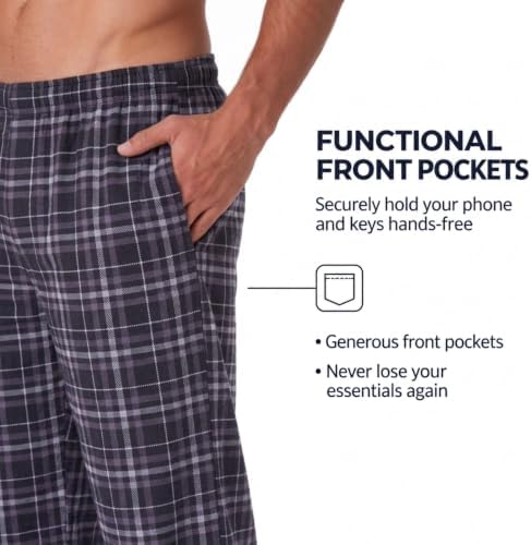 DOCKERS Fleece Pajama Pants for Men, 2 Pack Lounge Sleepwear with Pockets - Image 3