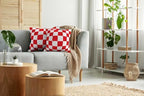 EMMTEEY Red White Gingham Checkered Pillow Covers 24x24 Set of 2 - Image 5