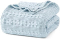 PHF Lightweight 100% Cotton Waffle Blanket for Bed, Queen, Sky Blue by PHF