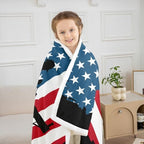 Lineman Blanket American Flag Sherpa Blanket Red and Blue Grunge Stripes Throw Blanket for Boys Men Teens Soft Fleece Blanket Electrician Lineman Silhouette Print Fuzzy Blanket Father's Day 90”x90” - Image 4