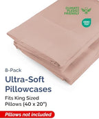 King Pillow Cases - 8 Pack Super Soft Pillowcase Covers - 20" x 40" (Mauve) - Image 2