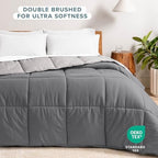 Bare Home California King Comforter - Reversible Colors - Goose Down Alternative - Ultra-Soft - Premium 1800 Series - All Season Warmth - Bedding Comforter (California King, Grey/Light Grey) - Image 3