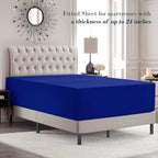 Mocassi Queen Size 4-Piece Bed Sheet Set - 1800 Premium Hotel Quality Microfiber 18-24 Inches Extra Deep Pocket Fitted Sheet- Luxury Soft, Breathable, Wrinkle, and Fade Resistant, Imperial Blue - Image 3