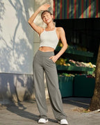G4Free EverGoing Wide Leg Yoga Pants for Women Crossover Waist with Pockets - Image 4
