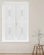 Window Privacy Film Frosted, Black Grey Geometric Reusable Static Cling Window Tints, Square Minimalist Modern Heat Control Windows Films for Offices, Balcony, 29.5 x 118 Inches - Image 2